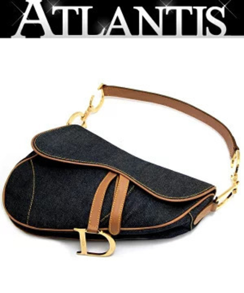Christian Dior Saddle Bag Hobo Denim Indigo Blue